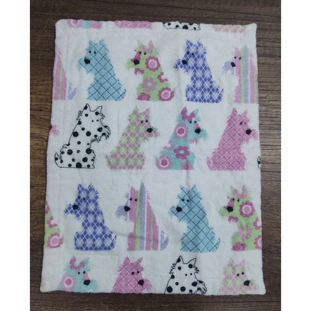 Handmade Fashion Doll Blanket Size 11x8.5" Flannel Scottie Dog Pattern Z33